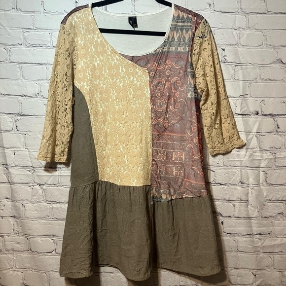 Ravel Patchwork Tunic Dress Lace Detail Bohemian Style‎ Large 069. - Picture 1 of 4
